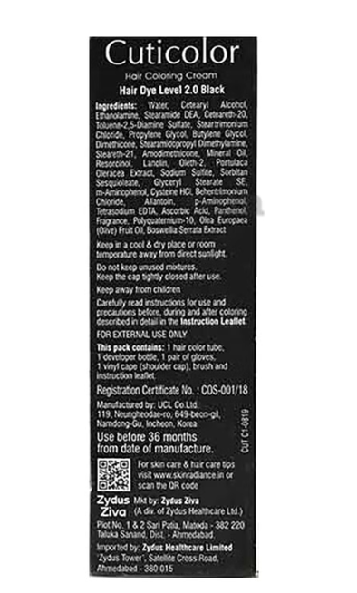 Cuticolor Hair Coloring Cream Black