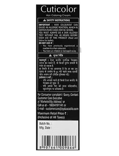 Cuticolor Hair Coloring Cream Black
